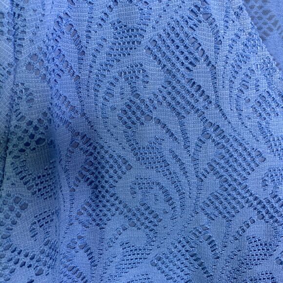 Ruby Road NWT Blue Lace Top Plus Size 1X Texture Lace 3/4 Sleeve Pullover V-Neck - Picture 3 of 10